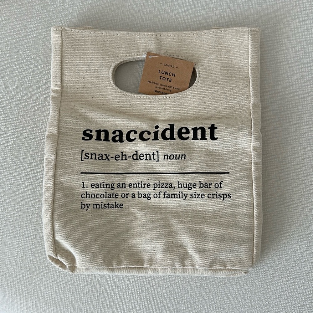 NWT  Canvas Tote lunch Bag with Fun Definition Print